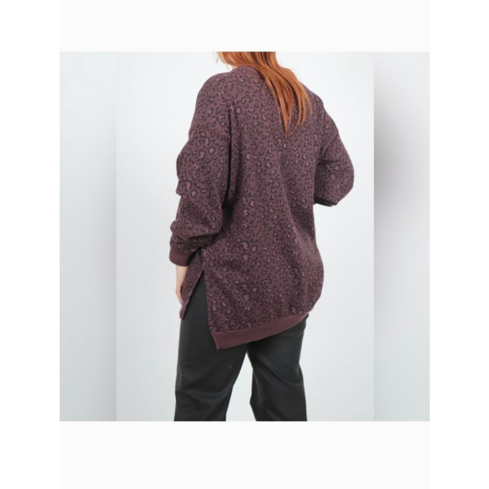 American Eagle Purple Leopard Print super soft oversized Sweatshirt Size M - Picture 2 of 6